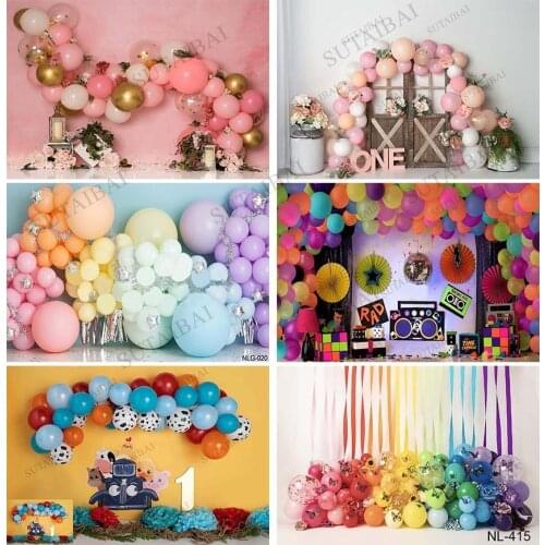Newborn Baby 1st Birthday Balloons Cake Smash Party Photography Backdrops Photographic Backgrounds for Photos Studio