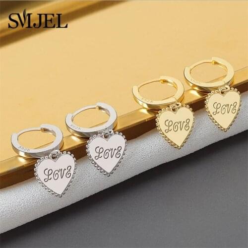 New Original Design Love Heart Earrings For Women Love Letter Heart Shape Hoop Earrings With English Letter Jewelry Lovers Gift