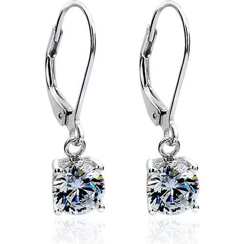 Au750 1Ct 6.5mm DF color Solid 18K White Gold Moissanite Hoop Engagement Earrings Birthday Gift Earrings For Women