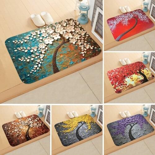 Doormat Life Tree Printed Anti-slip Absorb Water Bath mat Bathroom Home Kitchen Bedroom Floor Mat Entrance 40*60cm DD-0094