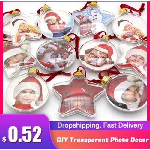 DIY Transparent Photo Five-star Ball Christmas Decoration Valentines Day Gift Supplies For X-mas Tree Hanging Decorations Party