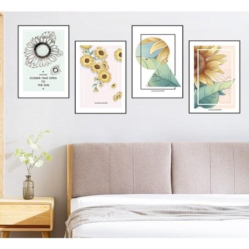 Plant Wall Stickers Flowers Aesthetics Posters Home Living Room Decoration Bedroom Furniture Kids Room decor Sunflower Decals