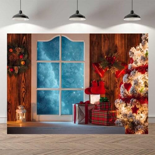 NeoBack Christmas Background Vinyl Photography Backdrops Computer Printed Christmas tree and Gift box for Photo Studio 4513