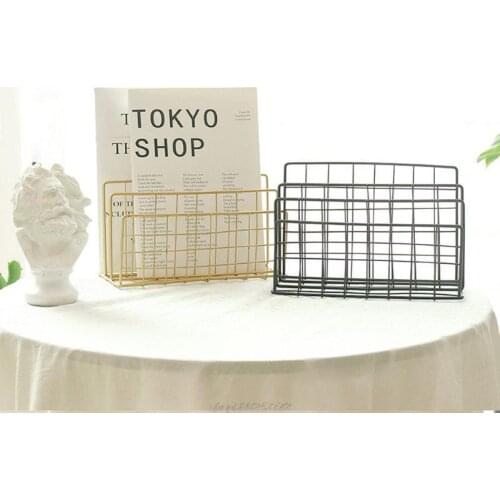 Grid Wrought Iron Desktop Storage Rack Bookshelf Magazine File Organizer Holder E06C Jy21 21 Dropship