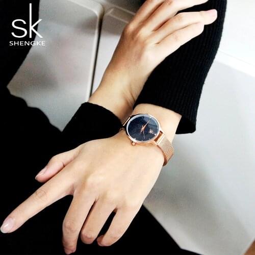 SK Luxury Fashion Womens Watch Sky Watches Lady Wrist Rose Gold Mesh Female Clock For Dropship Watches relogio 2021 New Gifts