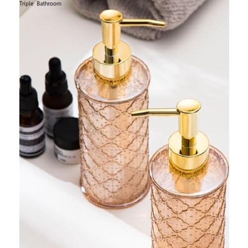 Nordic Retro 280ml Portable Glass Push Liquid Soap Dispensers Lotion Bottle Bath Decor Travel Bathroom Accessories Container