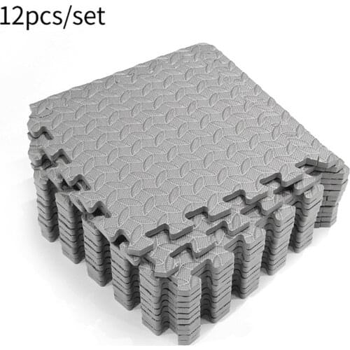 12PCS 30*30cm EVA Leaf Grain Floor Sport Protection Gym Mat Non-Slip Soft Foam Splicing Rugs Thicken Shock Room Workout Yoga Mat