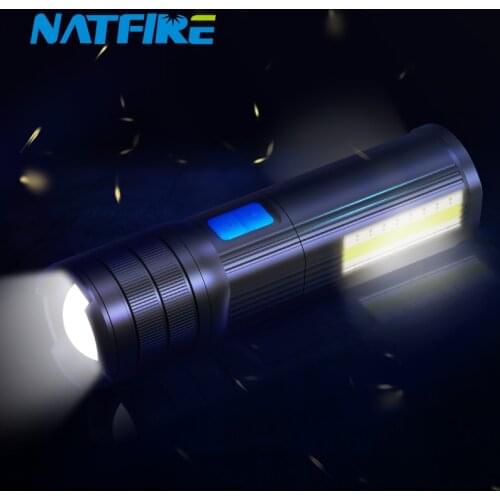 NATFIRE Focusing LED Flashlight USB Rechargeable 18650 Magnetic Torch with COB Sidelight 3+7 Modes for Camping Hiking Emergency