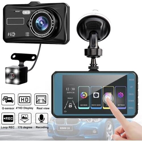 Touch Screen Dashcam Car DVR Hidden Mini HD Recording Front And Rear View Camera Onboard Video Recorder G-sensor Dash Cam 4.0"