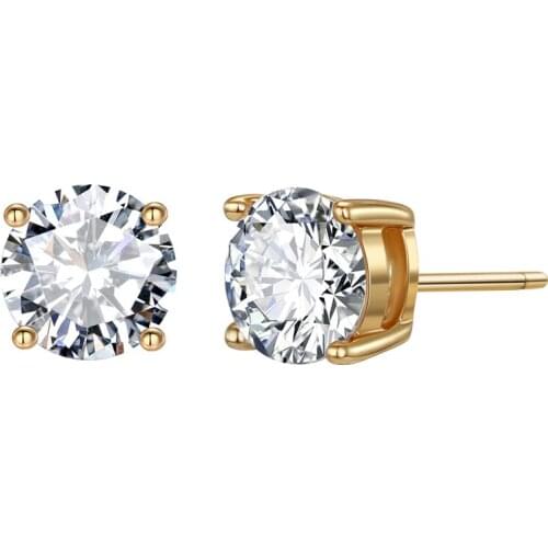 Dayoff Brightly Zircon Round Studs Earings For Women Womens Jewelry European Gold Color Mini Stud Earrings Earstuds Gift E789-3