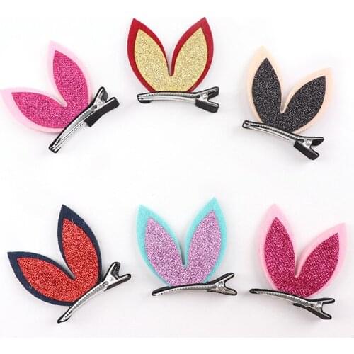 10pcs Cute Barrette Baby Girls Toddler Kids Pompom Sequined Rabbit Ear Hair Clip Bow Hairpin Gancho De Lantejoulas De Veludo Hot