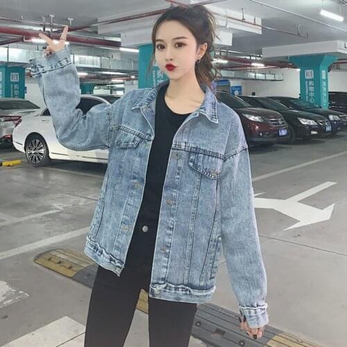 Women Denim Jacket Harajuku Loose Plus Size Streetwear Jeans Outwear 2021spring Autumn Korean Casual Female Blue Vaquera Coats