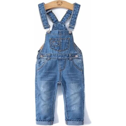 0-8T Spring Kids Overalls Slim Trousers Boys Girls Suspender Bib Denim Pants Kids Jeans Jumpsuit Clothes Children Clothing