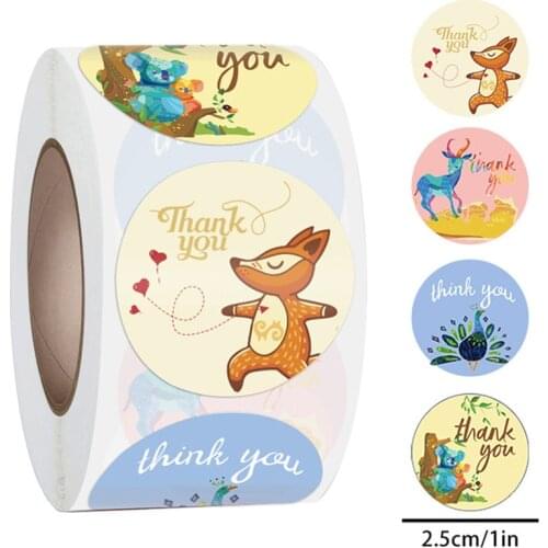 1 Inch Round Cute Animal Thank You Stickers Seal Label for Envelope,Wrapping,Baking,Gift decor Kids Toys Scrapbooking Stickers