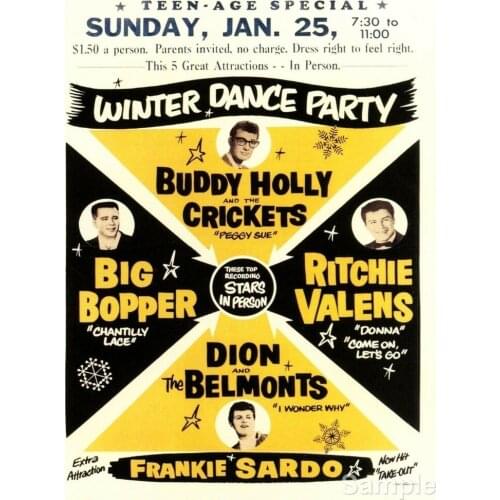 1950s Buddy Holly Big Bopper Dion Rock & Roll METAL TIN SIGN POSTER WALL PLAQUE