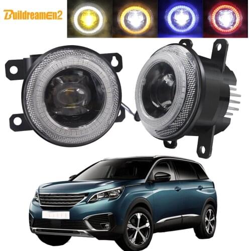 2 X Car Fog Light Assembly LED Lens Angel Eye Daytime Running Lamp DRL 30W 8000LM 12V Accessories For Peugeot 5008 2009-2018