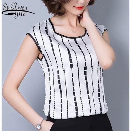 2021 Fashion Sleeveless Chiffon Womens Clothing Geometric Striped Plus Size 5XL Women Blouse Shirt Womens Tops Blusas D733 30