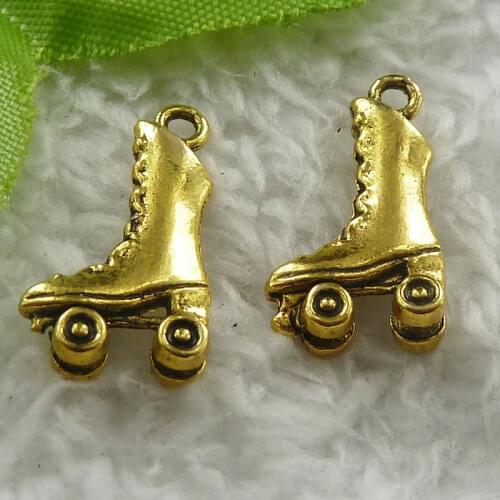 220 pieces antique gold ice skate charms 21x11mm #1798