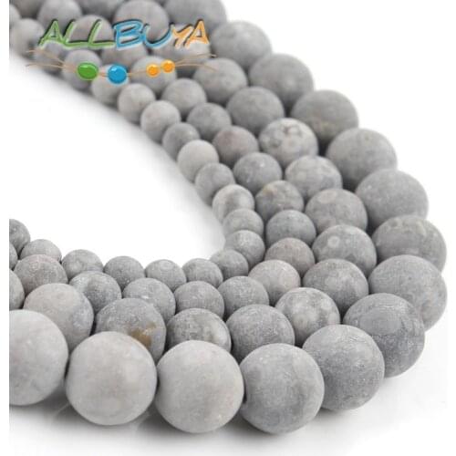 4 6 8 10mm Natural Stone Beads Matte Grey Maifan Round Loose Beads for Jewelry Making DIY Bracelet 6mm Minerals Beads 15 inches
