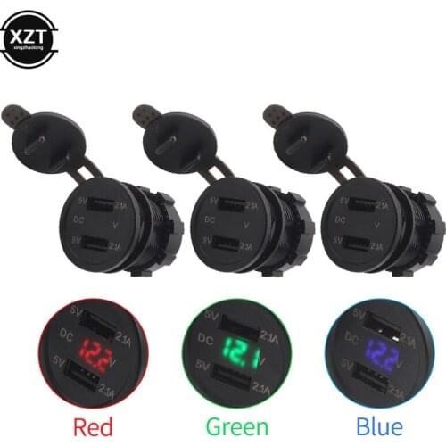 Car Motorcycle Cigarette Lighter Dual USB Charger 12V-24V Sockets Power Plug Outlet LED Автомобильное зарядное устройство