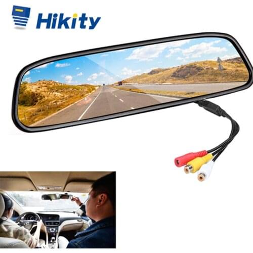 Hikity Car Rearview Mirror Monitor TFT LCD 4.3" Screen Parking Display 2 Video Input for Reverse Rear View Camera Car-styling