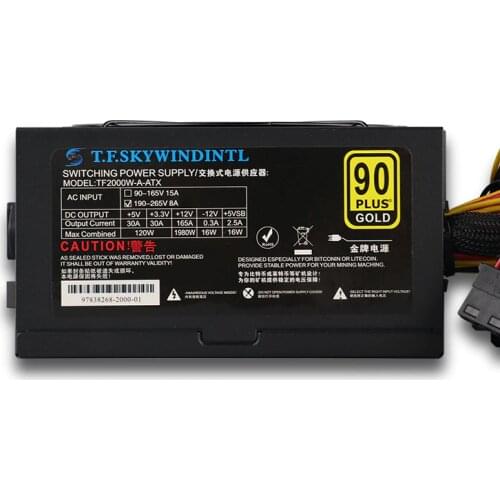 2000W Computer ATX Power Supply PSU Mining ATX PSU for RX470 RX580 RX570 RX560 Pico PSU Asic Bitcoin Eth Miner Machine 8 GPU