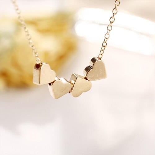 Simple Design Four Heart-shaped Pendant Bracelet Charming Womens Wedding Gold Hand Chain Fashion ladies Party Jewelry Gift