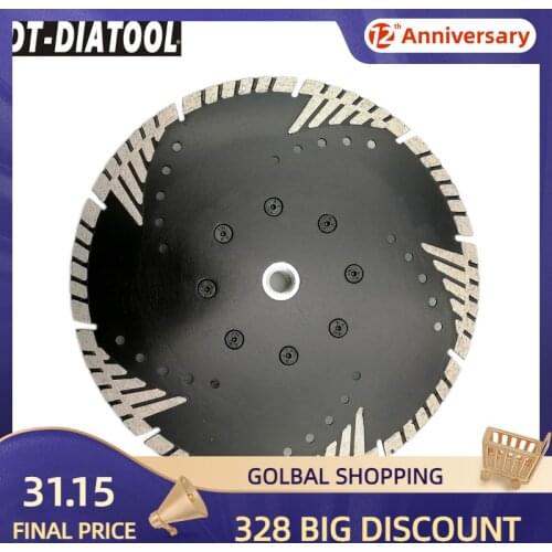 DT-DIATOOL 1pc Dia230mm/9" M14 Hot Pressed Diamond Turbo Blade With Slant Protection Teeth Saw Blade Granite Marble Cutting Disc