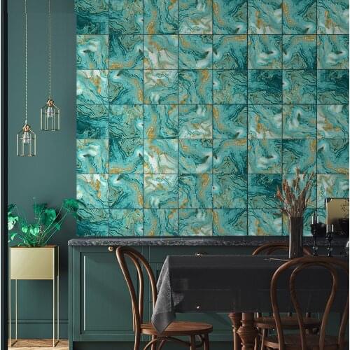 Funlife® Malachite Blue Agate Marble Wall Sticker Decorative Self-Adhesi Tile Sticker for Bathroom Kitchen Backsplash Floor Wall