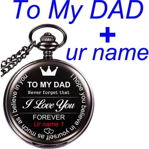 To My Dad I Love You, You'll Always Be My HERO, Birthday Gifts for Dad Personalized 47MM Engraved with Your Name Pocket Watch