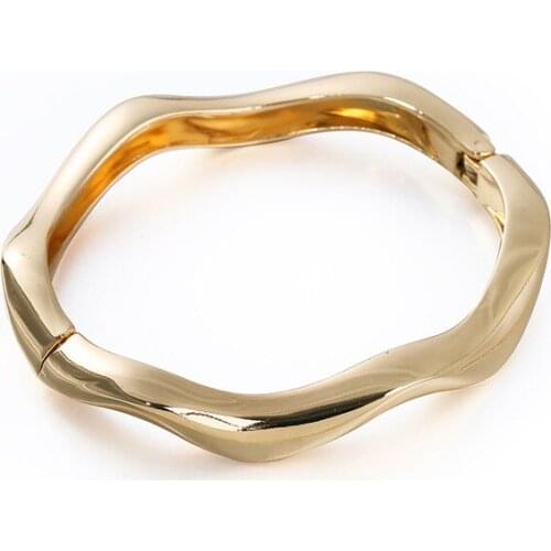 ORNAPEADIA 2021 Hot Sale Popular Simple All-match Alloy Wave Bracelet for Women Girl Gift Jewelry Wholesale Bangles for Women