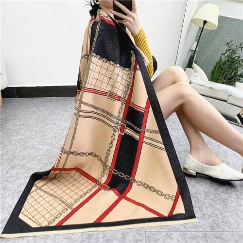 LISM Horse jacquard Winter scarf Imitation Cashmere pashmina women scarfs warm thick Dual shawl hijab poncho for ladies