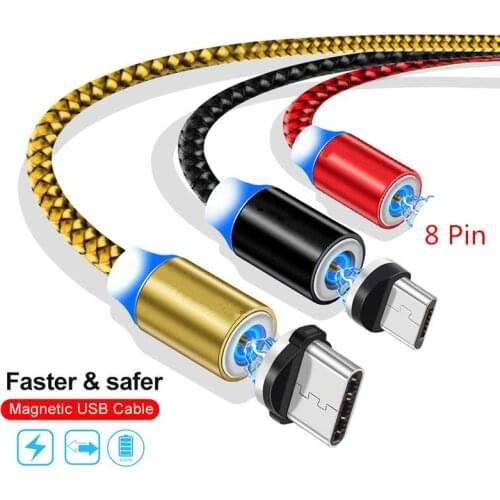 Type C Magnetic Charge data cable for Samsung A50 Huawei P30 Honor 8x Micro USB Android Phone 8 pin Wire for IOS iphone X XS XR