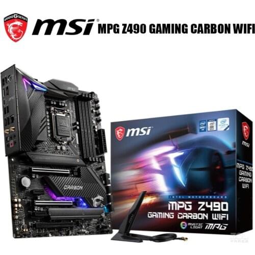 100% New MSI MPG Z490 GAMING CARBON WiFi Motherbaord LGA 1200 PCI-E 4.0 M.2 DDR4 Original Desktop Z490 Mainboard 1200 DDR4 Z490