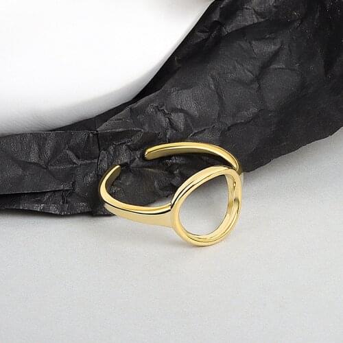 Minimalist Irregular Hollow Ellipse Gold Silver Color Geometric Ring For Women Open Rings