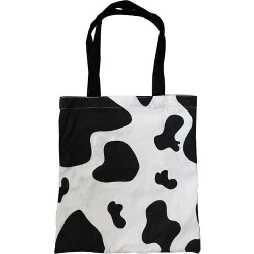 Milk cow pattern Fashion Flower Cartoon woman Shoulder Bag Mini Bag for Women Ladies Hand Bags canvas bags fashion tote