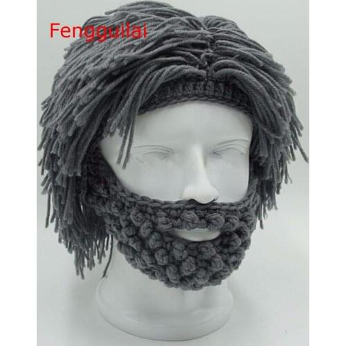Men Handmade Knitted 2020 Winter Crochet Mustache Hat Beard Beanies Face Tassel Warm Cap Funny Hat Gift
