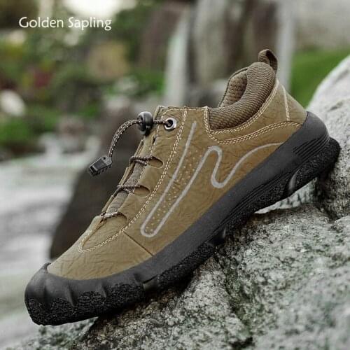 Golden Sapling Retro Mens Casual Shoes Breathable Leather Loafers Soft Rubber Trekking Shoe Fashion Leisure Men Driving Loafers