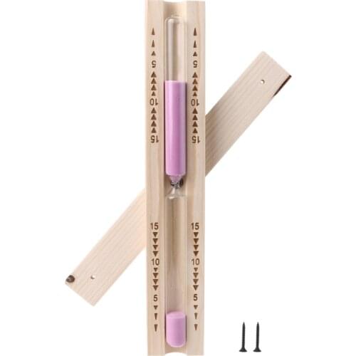 Wall-Mounted Rotating Sauna Sand Timer-15 Minutes, Thermo Wood, Sand Color Pink