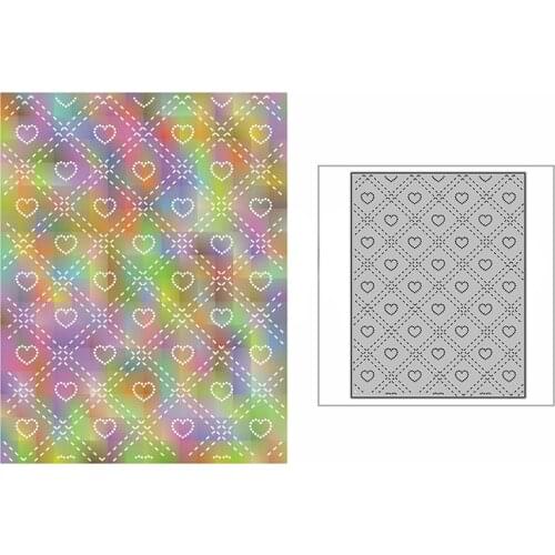 New Spotted Heart Stitched Line Background Plate Craft Embossing 2021 Metal Cutting Dies for DIY Scrapbooking Album Card Making