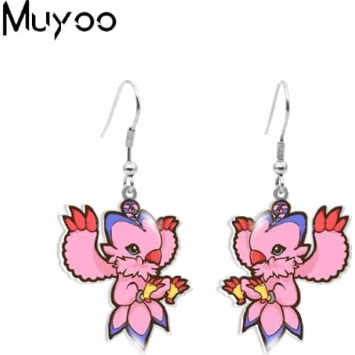 New Arrival Anime Digimon Adventure Agumon Gabumon Piyomon Tentomon Palmon Cute Acrylic Resin Epoxy Dangle Earrings Gifts