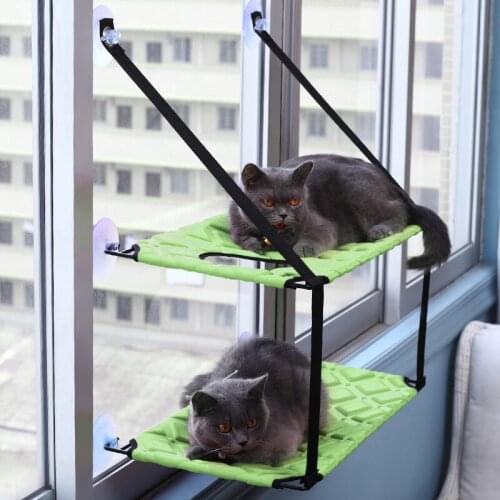 New pet supplies cat hammock suction cup hanging window hanging climbing frame cat litter single layer double bed pet bed