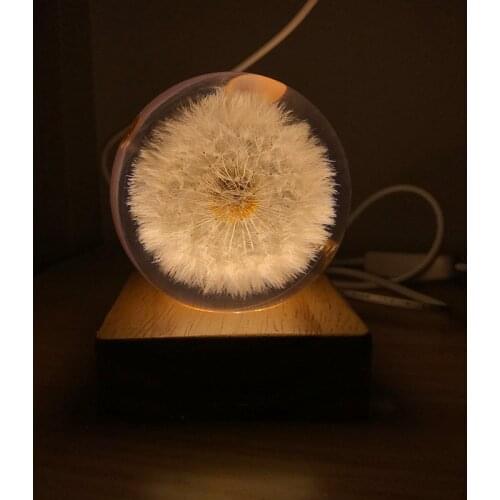 Dandelion Specimen Crystal Ball Epoxy Finished Immortal Flower Cherry Blossom Rose Resin Specimen Couple Birthday Gift