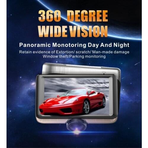 360 degree panoramic dashboard camera Car dvr Car Camcorder video recorder includes rear view camera dual lens vesee software