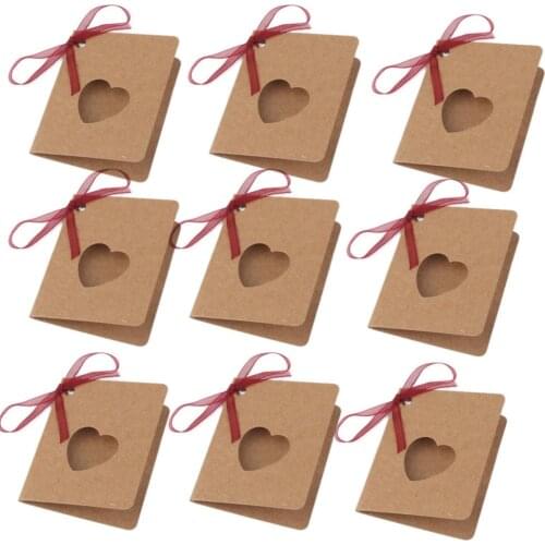 50pcs/bag Card Tag Kraft Paper Hang Tag Gift Tag Blank Tag Hollow Heart Shape Lable For Wedding Birthday Decoration