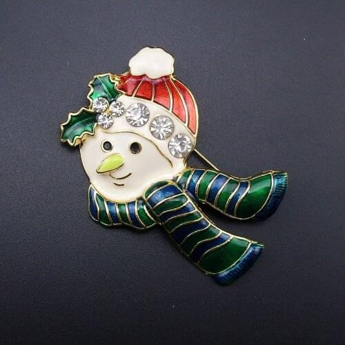 Jolly Holiday Snowman Head - Frosty The Snowman Christmas Brooch - Lead Free with Crystal Accents, Item: ST015