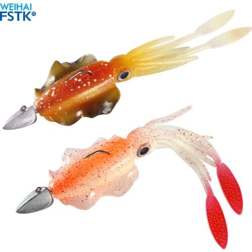 Fishing squid lure octopus lure UV Luminous 10cm/15cm squid jigs with jig hook sea fishing wobble bait for bass pike soft bait