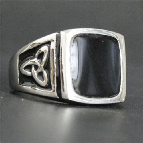 Drop Ship Size 7~13 Fashion Steel Thor Hammer Ring 316L Stainless Steel Jewelry Polishing Fashion Black Epoxy Thor Ring