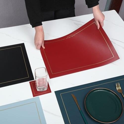 Rectangular Leather Placemats Table Mat Oil-Water-Proof And Heat-Insulating Household Table Coasters Kitchen Device Sets