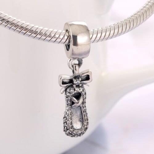 S925 Pendant Bead DIY Jewelry Ballet Shoes Dangle Charm fit Lady Bracelet Bangle